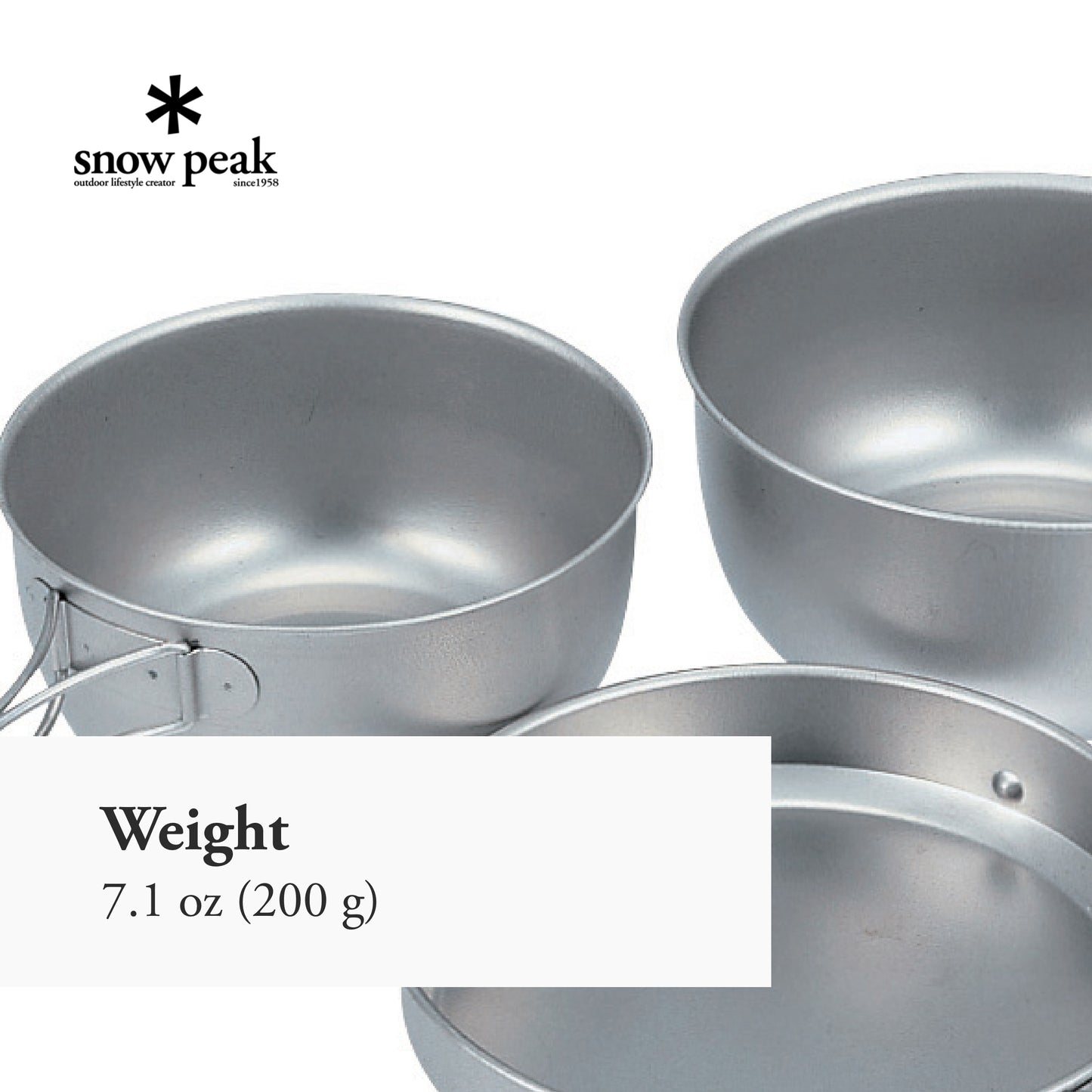 Snow Peak 3 Piece Titanium Cook Set - 2 Pots and Frying Pan - Made from Japanese Titanium