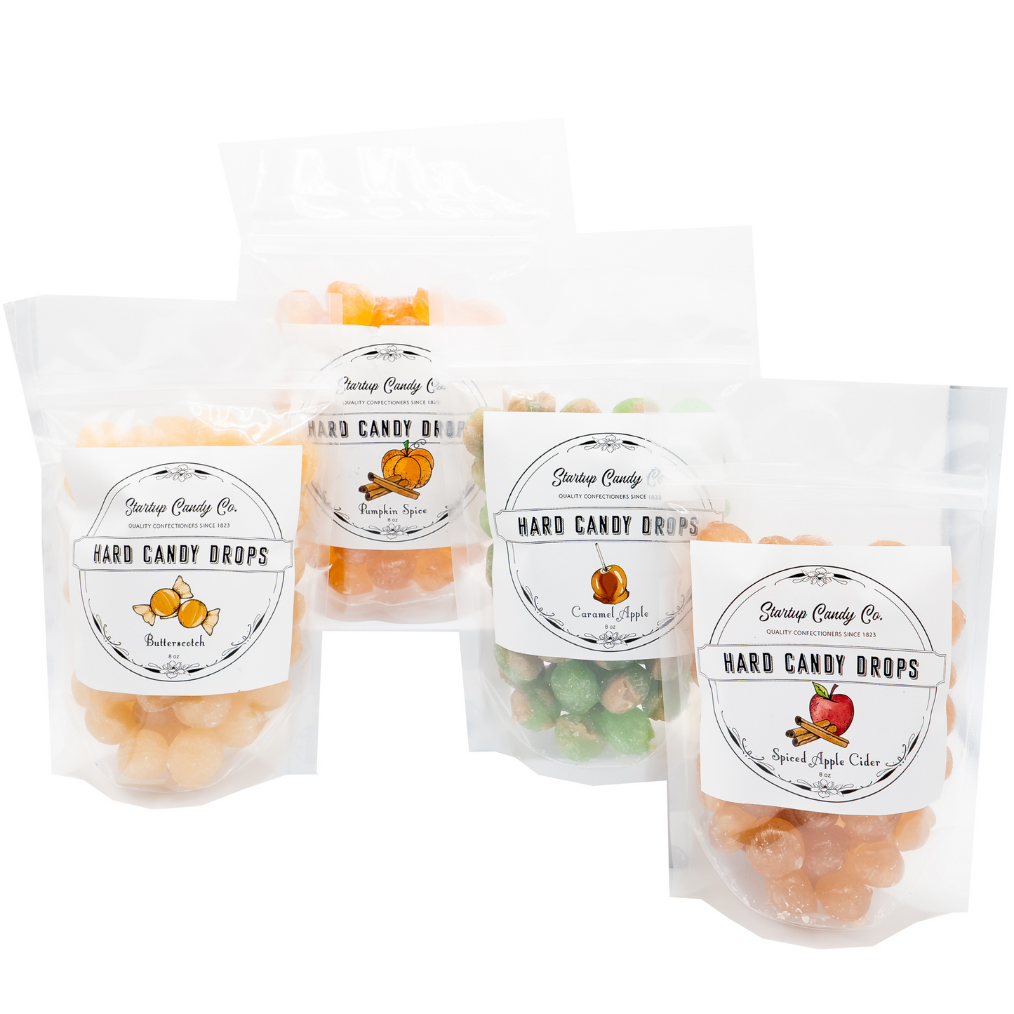 Startup Candy - Old Timey - Old Fashioned Hard Candy Drops - 4 Flavor Variety Pack - Licorice, Root Beer, Humbug, & Toffee Nut