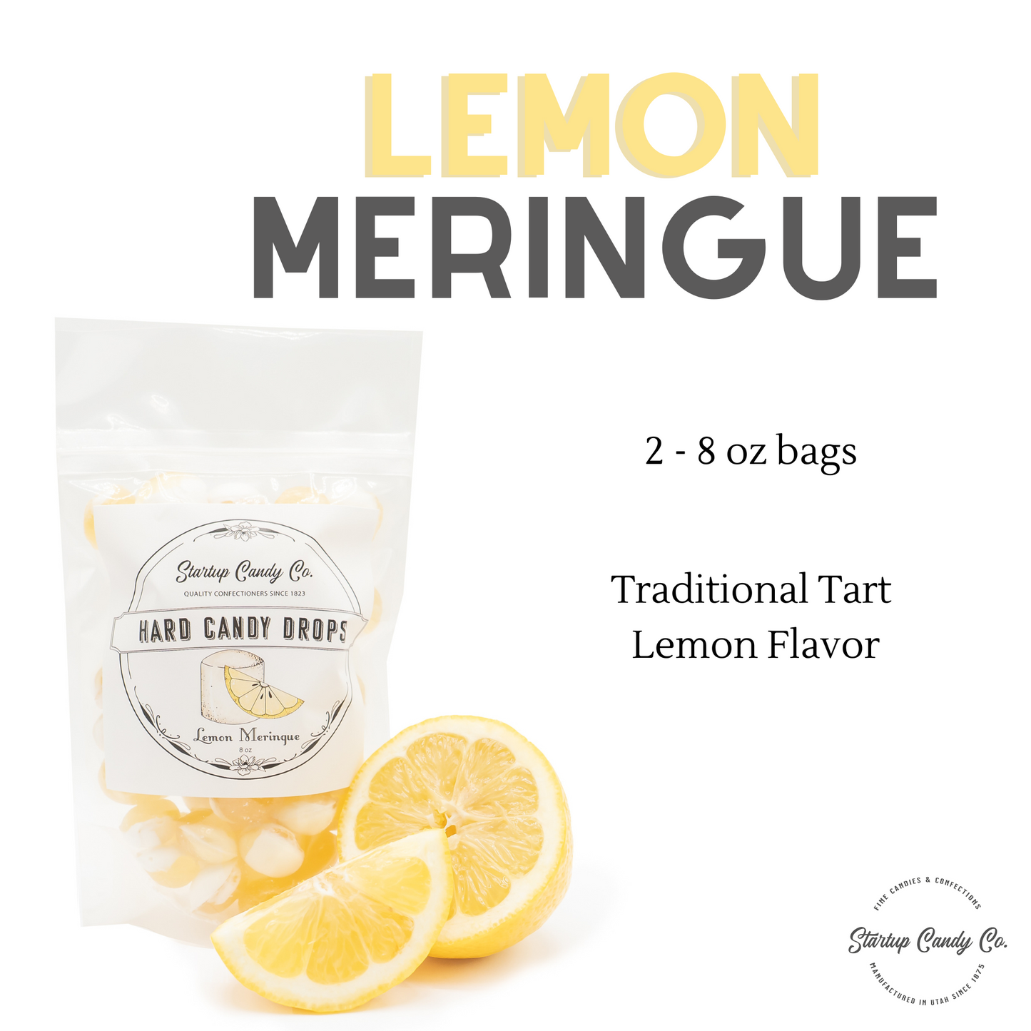 Startup Candy - Lemon Lovers - Old Fashioned Hard Candy Drops - 2 Flavor Variety Pack - Lemon Meringue & Lemon Chiffon