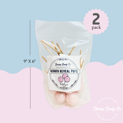 Startup Candy - Gender Reveal Party Pack - Jumbo Lollipops with Wooden Sticks - 2 Flavors - Blue Crush and Bubblegum