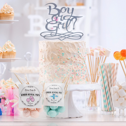 Startup Candy - Gender Reveal Party Pack - Jumbo Lollipops with Wooden Sticks - 2 Flavors - Blue Crush and Bubblegum