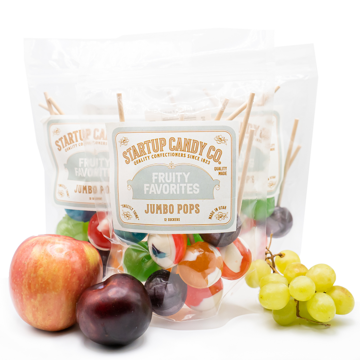 Startup Candy - Gender Reveal Party Pack - Jumbo Lollipops with Wooden Sticks - 2 Flavors - Blue Crush and Bubblegum