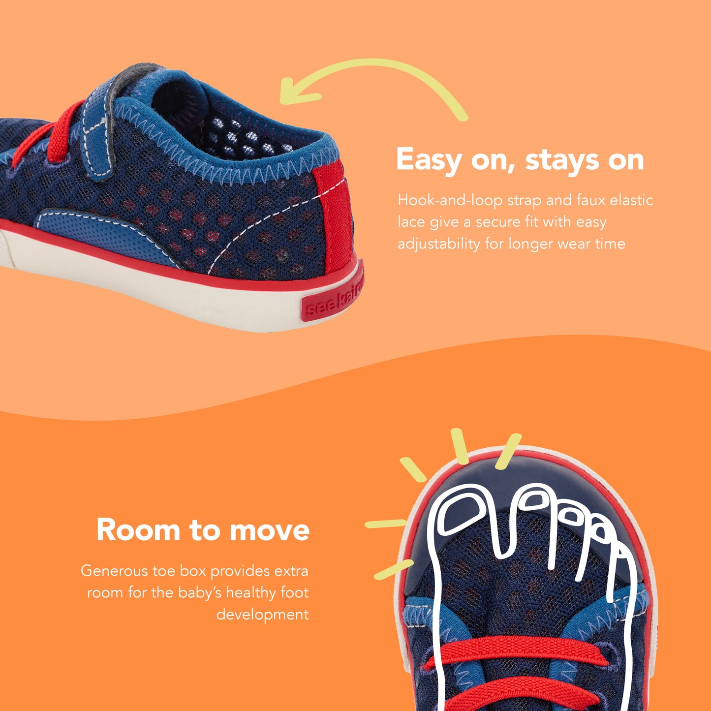 See Kai Run, Stevie II Sneakers for Kids, Red/Blue, 4 M Toddler