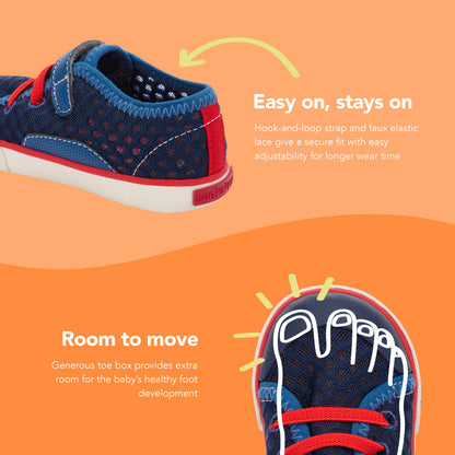 See Kai Run, Stevie II Sneakers for Kids, Red/Blue, 4 M Toddler