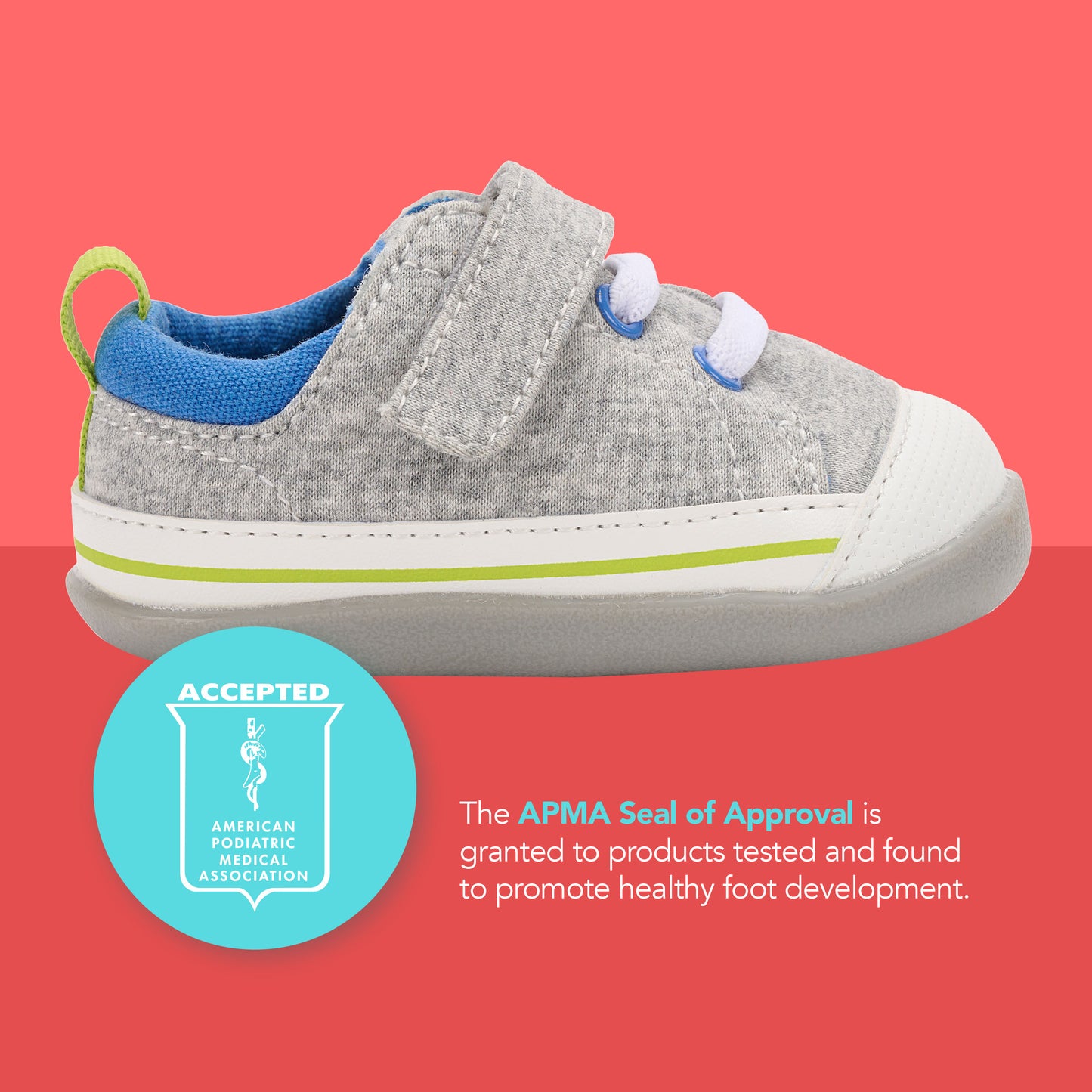 See Kai Run - Stevie II Sneaker for Little Kids, Gray Jersey/Lime, Infant 3