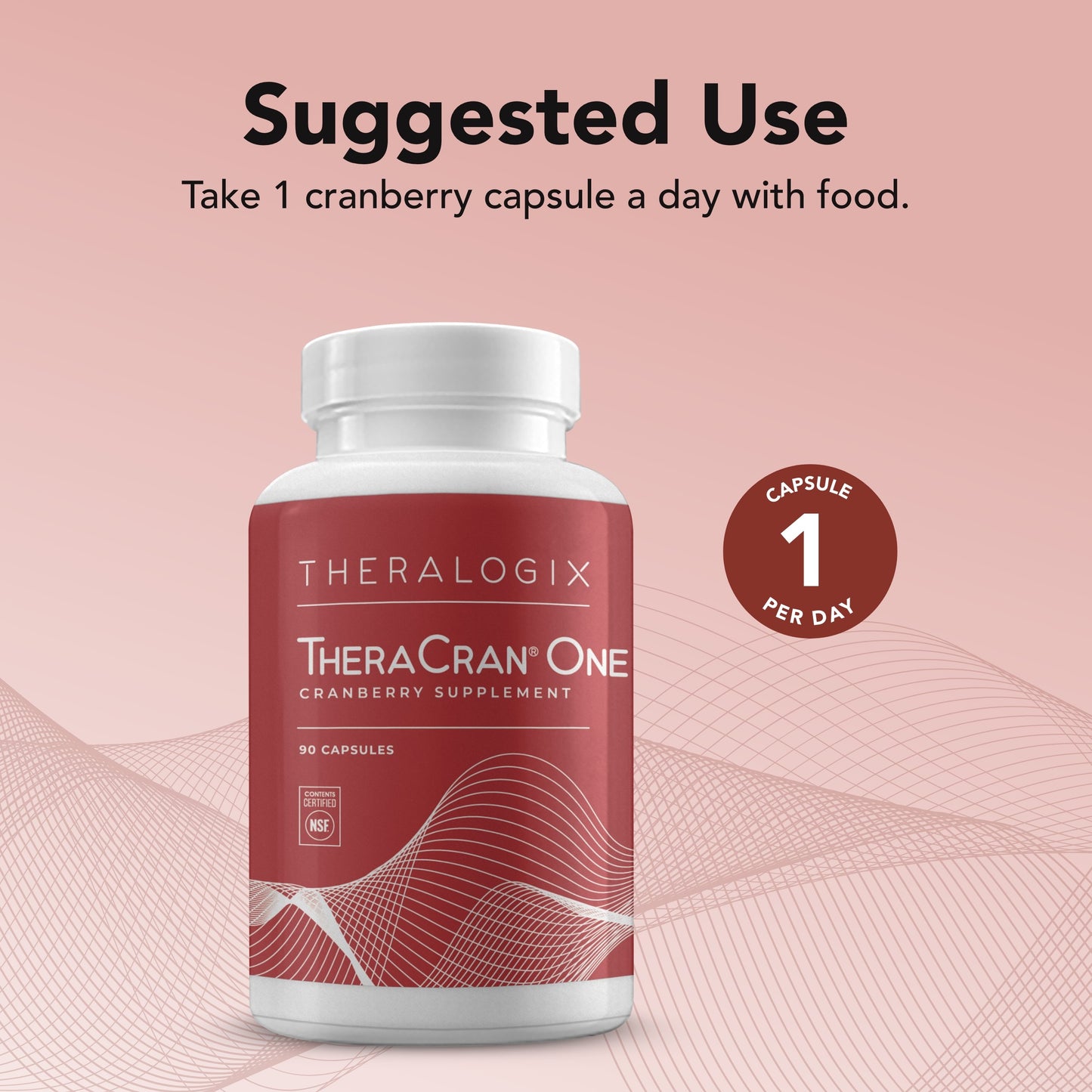 Theralogix TheraCran One Cranberry Capsules - 90-Day Supply - Cranberry Supplement for Men & Women - Cranberry Pills to Support Urinary Tract Health* - 36mg PACs per Capsule - NSF Certified - 90 Caps