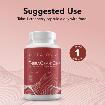 Theralogix TheraCran One Cranberry Capsules - 90-Day Supply - Cranberry Supplement for Men & Women - Cranberry Pills to Support Urinary Tract Health* - 36mg PACs per Capsule - NSF Certified - 90 Caps