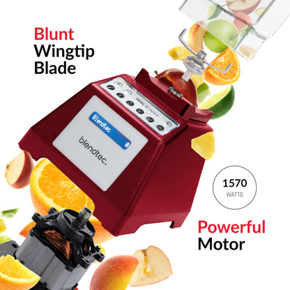Blendtec Total Classic Original Blender - WildSide+ Jar (90 oz) - Professional-Grade Power - 6 Pre-programmed Cycles - 10-speeds - Red