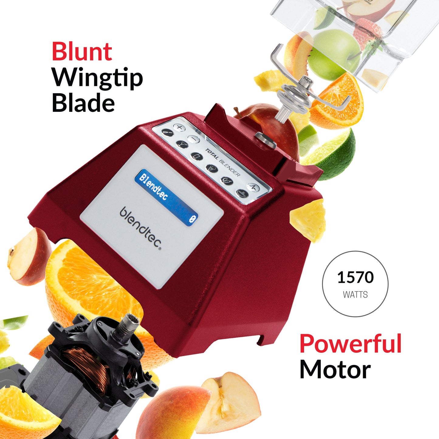Blendtec Total Classic Original Blender - WildSide+ Jar and Twister Jar BUNDLE - Professional-Grade Power - 6 Pre-programmed Cycles - 10-speeds - Red