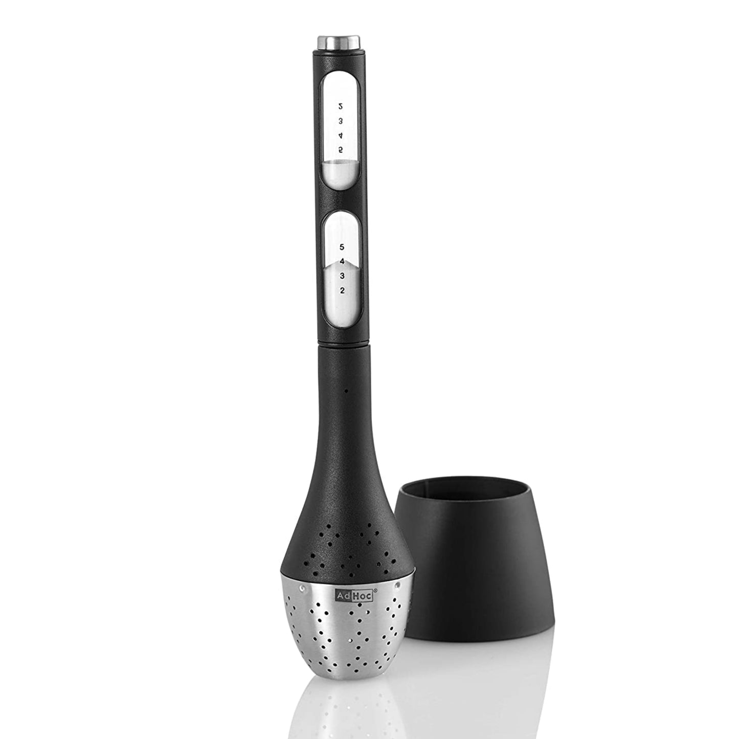 AdHoc Floating Tea Egg With Magnetic Hourglass SANTEA, Black/Silver, Medium, (TE11CUS)