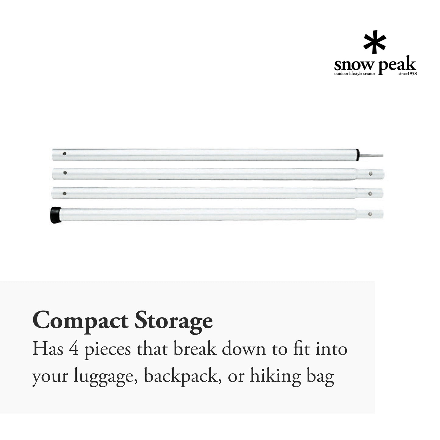 Snow Peak Wing Aluminium Pole - Durable, Foldable Tarps, Shelters Camping Tool - 4 Joints - 240cm