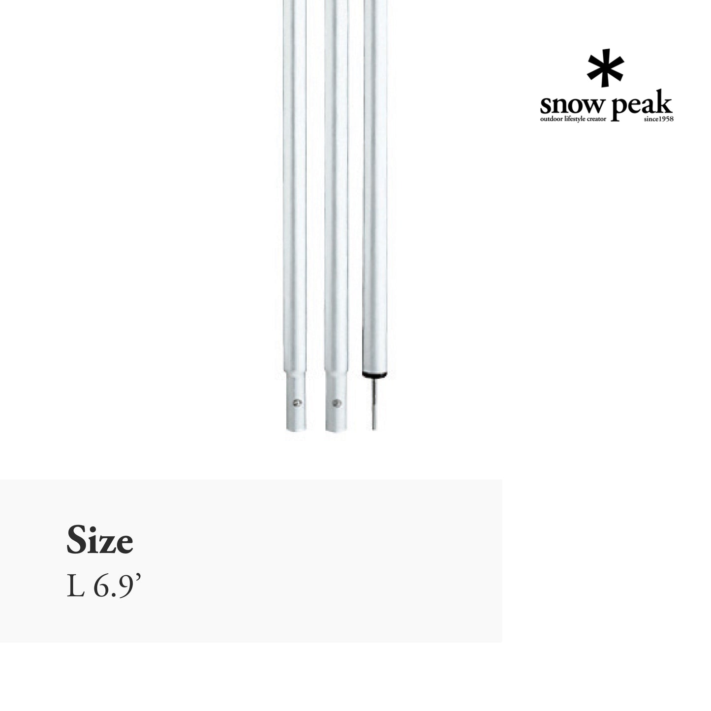 Snow Peak Tarp Pole 210 cm Aluminum - Made of 1.5 mm Thick Aluminum - 6.9 ft
