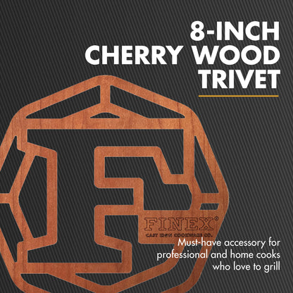 Lodge Finex 8" Laser Cut Cherry Wood Trivet, Crafted in the USA