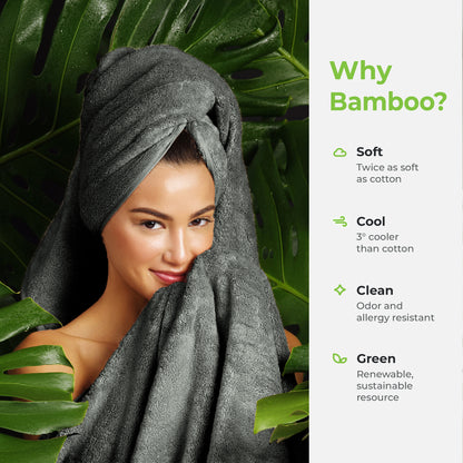 Cariloha Organic Bamboo-Viscose and Turkish Cotton Bath Towel - Luxuriously Soft and Odor-Resistant - 600 GSM - 30" x 56" - Onyx