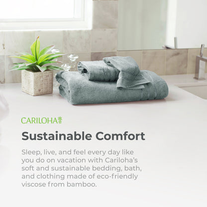 Cariloha Organic Bamboo-Viscose and Turkish Cotton Bath Towel - Luxuriously Soft and Odor-Resistant - 600 GSM - 30" x 56" - Stone