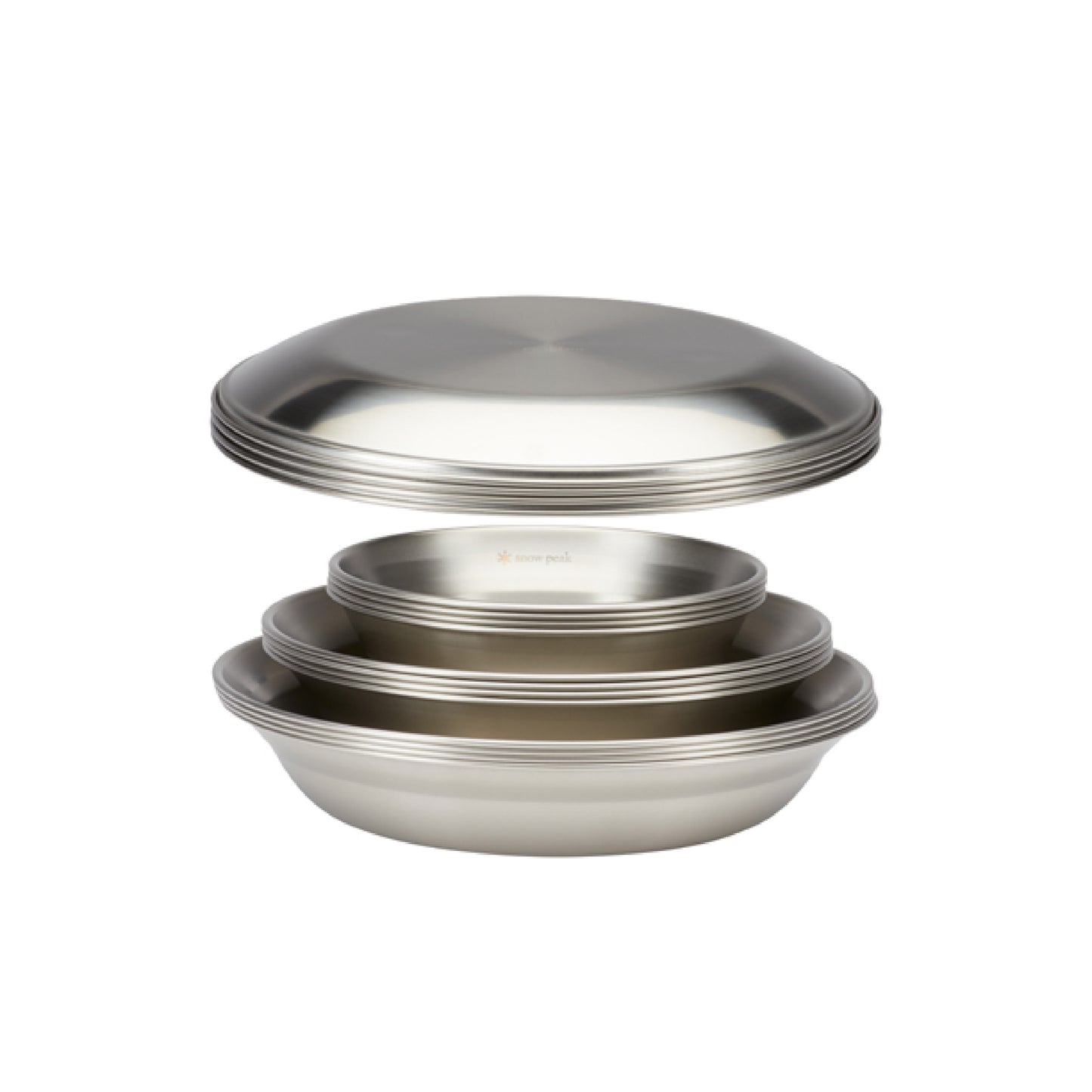 Snow Peak Tableware Set Family - Plates, Dishes, Bowls - Stainless Steel - 62.1 oz - 16 Pieces
