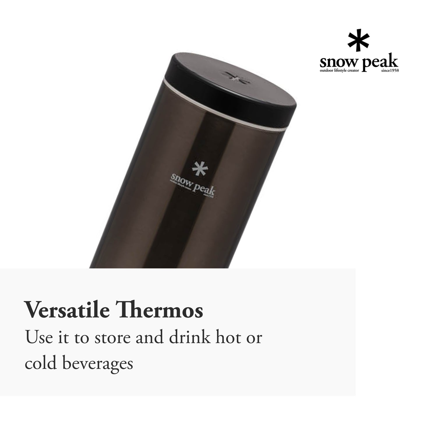 Snow Peak Kanpai Bottle - Sturdy Insulated Bottle for Coffee & Tea - Stainless Steel - 13.2 fl oz - Dark Silver
