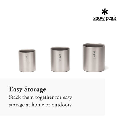 Snow Peak Double-Wall Insulated Mug - Hot & Cold Beverages - Titanium Mug - 15.2 fl oz