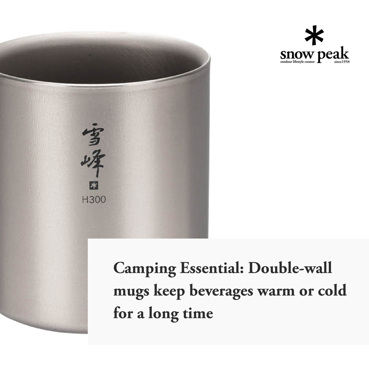 Snow Peak Double-Wall Insulated Mug - Hot & Cold Beverages - Titanium Mug - 10.1 fl oz