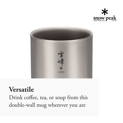 Snow Peak Double-Wall Insulated Mug - Hot & Cold Beverages - Titanium Mug - 10.1 fl oz