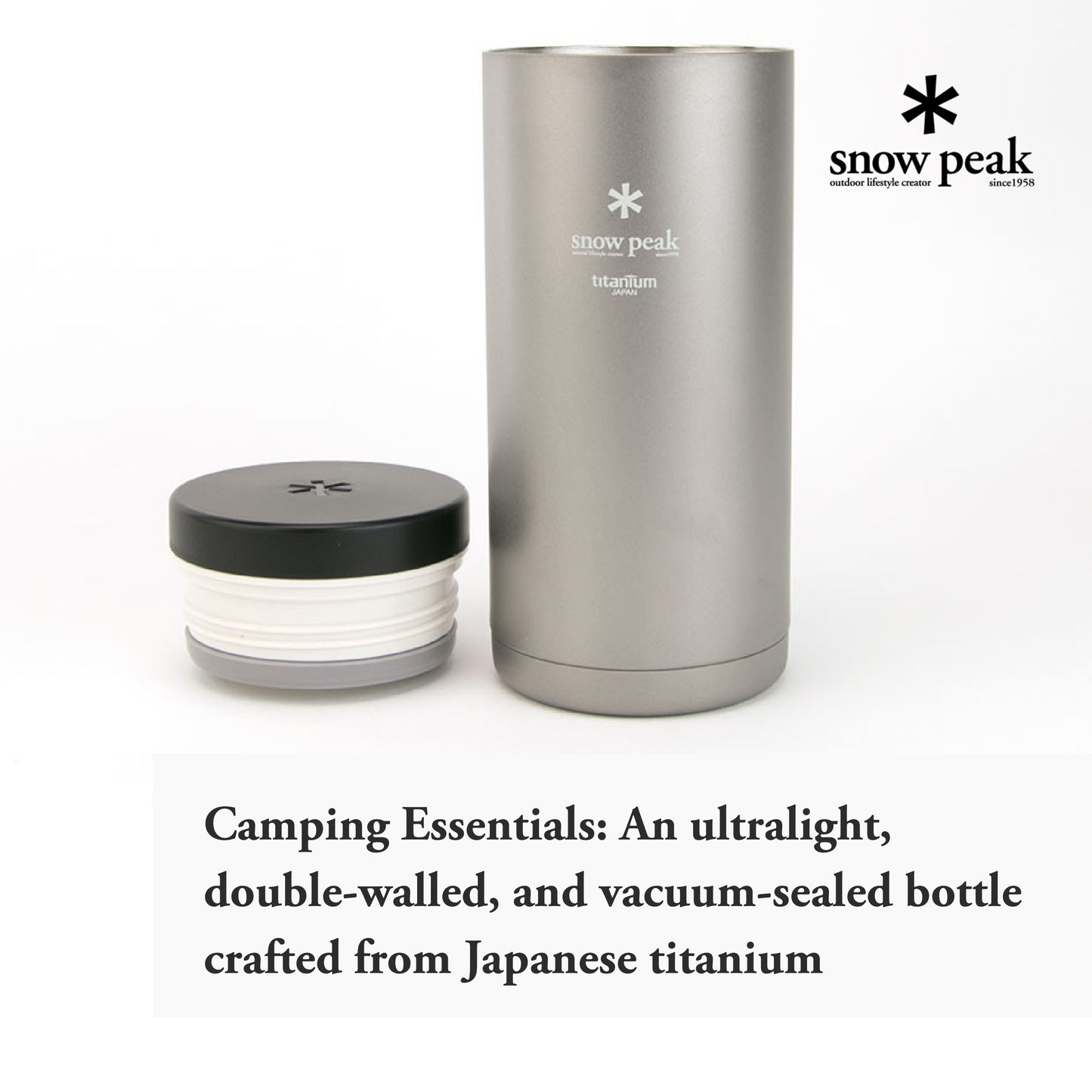 Snow Peak Kanpai Bottle - Sturdy Insulated Bottle for Coffee & Tea - Titanium - 1.3 fl oz