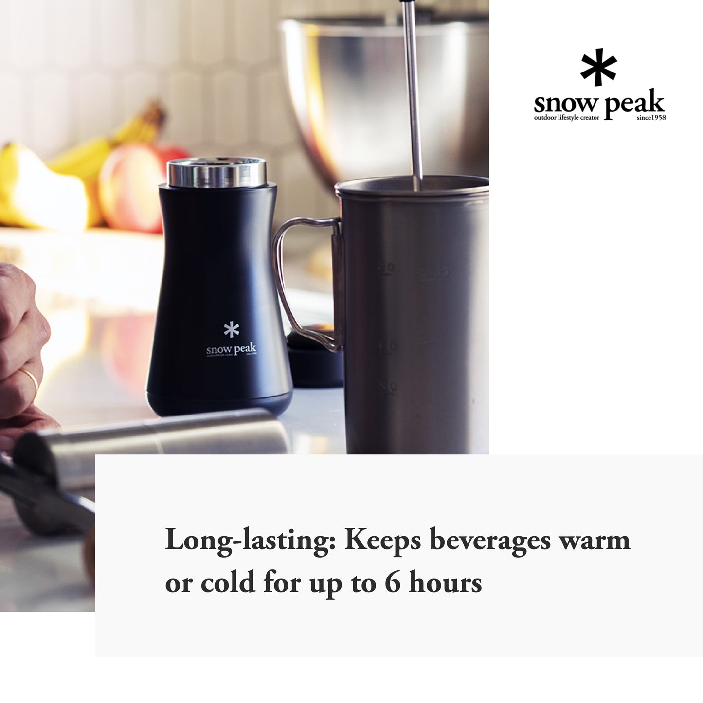 Snow Peak Tsuzumi Bottle - Compact, Durable, Insulated Bottle - Stainless Steel - 350 ml - Black