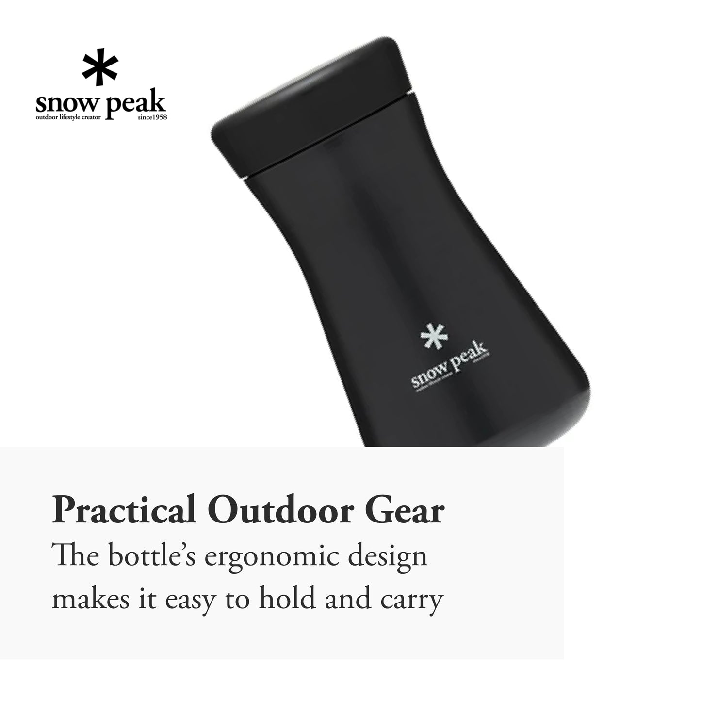 Snow Peak Tsuzumi Bottle - Compact, Durable, Insulated Bottle - Stainless Steel - 350 ml - Black