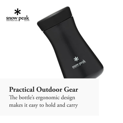 Snow Peak Tsuzumi Bottle - Compact, Durable, Insulated Bottle - Stainless Steel - 350 ml - Black