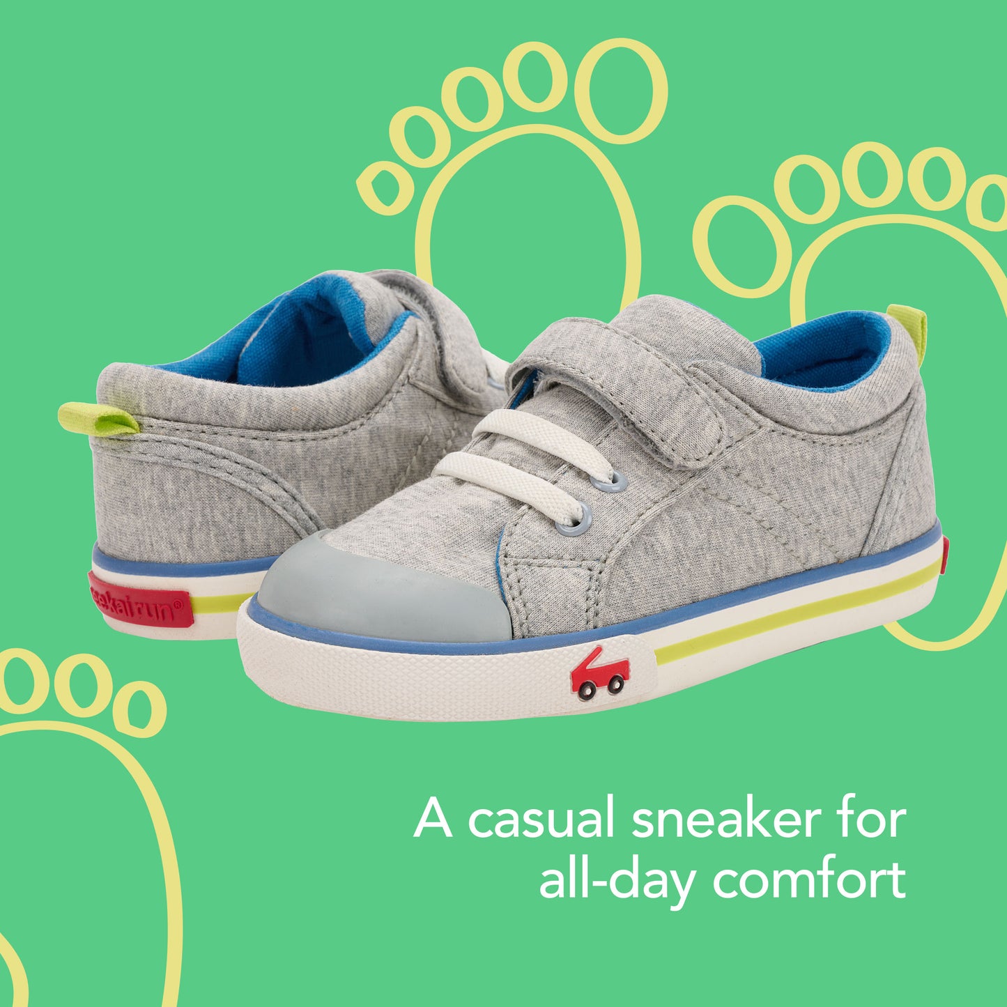 See Kai Run - Tanner Sneaker for Little Kids, Gray Jersey/Lime, Little Kid 1.5Y