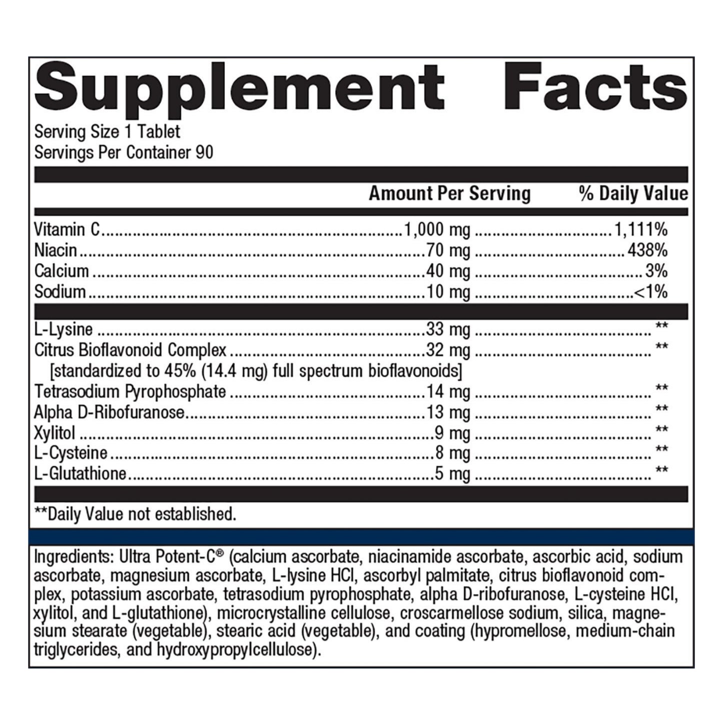 Metagenics Ultra Potent-C Vitamin C 1000mg - Gentle, Buffered Vitamin C Supplement for Immune Support, Designed to Help Prevent Stomach Upset - 90 Count