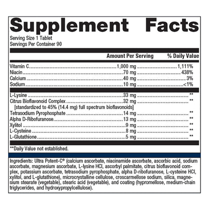 Metagenics Ultra Potent-C Vitamin C 1000mg - Gentle, Buffered Vitamin C Supplement for Immune Support, Designed to Help Prevent Stomach Upset - 90 Count