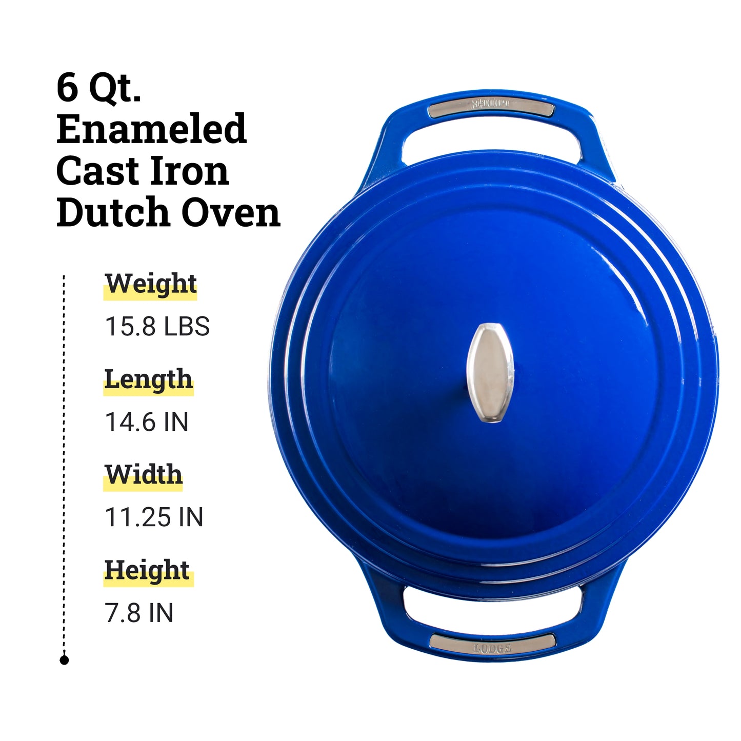 Lodge USA Enamel Dutch Oven, 6 qt., Blue