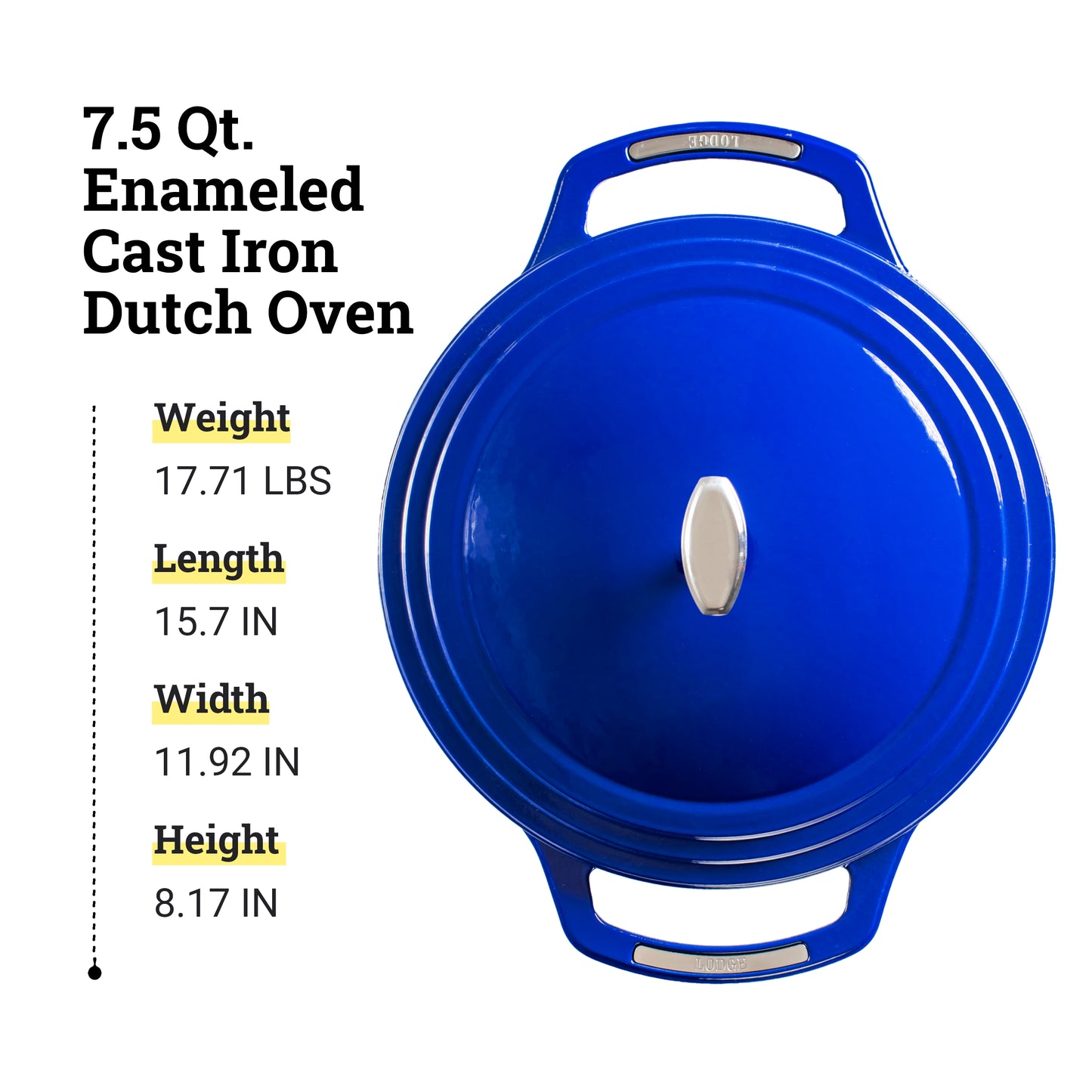 Lodge USA Enamel Dutch Oven, 7.5 qt., Blue