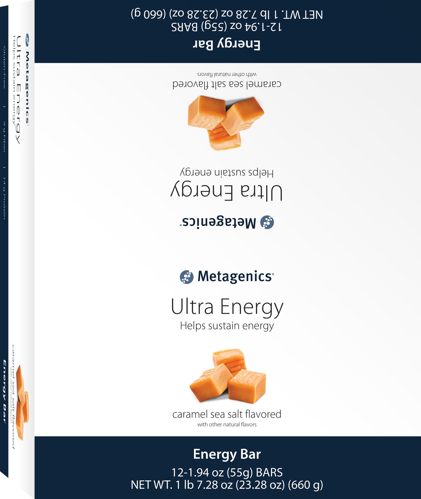 Metagenics Ultra Energy Bars - Helps Sustain Energy, Caramel Sea Salt Flavored | 12 Bars