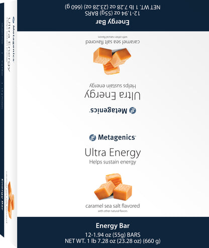 Metagenics Ultra Energy Bars - Helps Sustain Energy, Caramel Sea Salt Flavored | 12 Bars