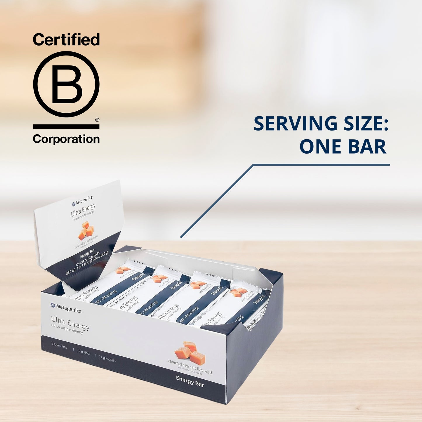 Metagenics Ultra Energy Bars - Helps Sustain Energy, Caramel Sea Salt Flavored | 12 Bars