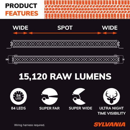 SYLVANIA Ultra 40 Inch LED Light Bar | Lifetime Limited Warranty | Combo Light 15120 Raw Lumens | Quality Waterproof Off Road Driving Work Light, Truck, Tractor, Boat, ATV, UTV, SUV, 4x4