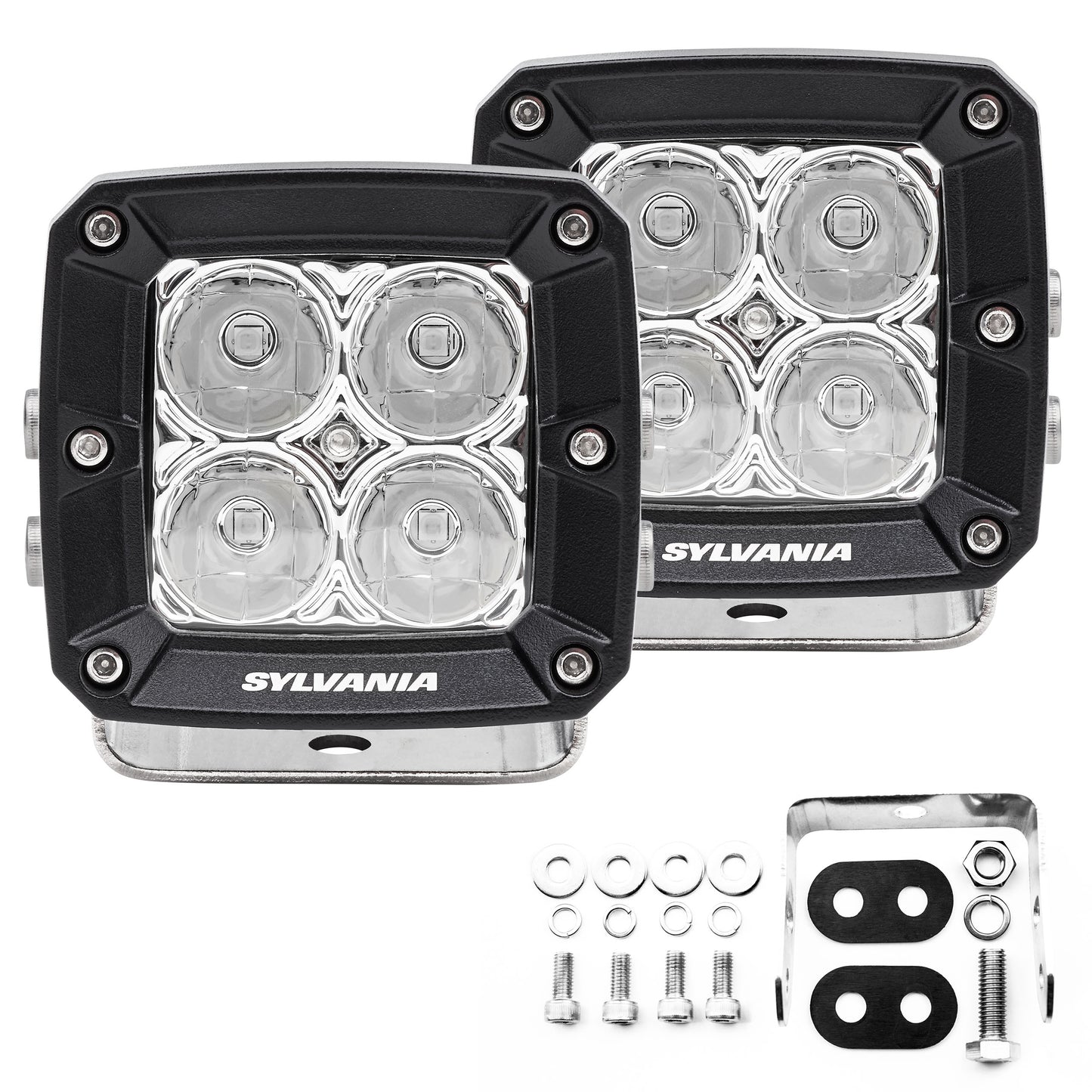 SYLVANIA - Ultra 3 Inch Cube LED Light Pod - Lifetime Limited Warranty - Spot Light 2360 Raw Lumens, Off Road Driving Work Light, Truck, Car, Boat, ATV, UTV, SUV, 4x4 (2 PC)