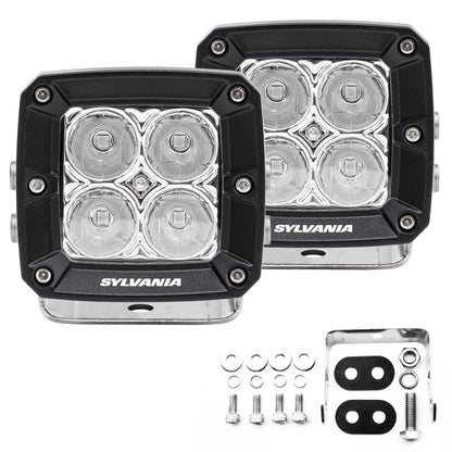 SYLVANIA - Ultra 3 Inch Cube LED Light Pod - Lifetime Limited Warranty - Spot Light 2360 Raw Lumens, Off Road Driving Work Light, Truck, Car, Boat, ATV, UTV, SUV, 4x4 (2 PC)