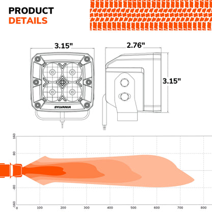 SYLVANIA - Ultra 3 Inch Cube LED Light Pod - Lifetime Limited Warranty - Spot Light 2360 Raw Lumens, Off Road Driving Work Light, Truck, Car, Boat, ATV, UTV, SUV, 4x4 (2 PC)