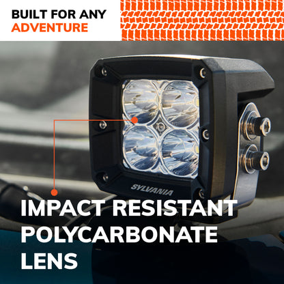 SYLVANIA - Ultra 3 Inch Cube LED Light Pod - Lifetime Limited Warranty - Spot Light 2360 Raw Lumens, Off Road Driving Work Light, Truck, Car, Boat, ATV, UTV, SUV, 4x4 (2 PC)