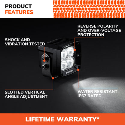 SYLVANIA - Ultra 3 Inch Cube LED Light Pod - Lifetime Limited Warranty - Spot Light 2360 Raw Lumens, Off Road Driving Work Light, Truck, Car, Boat, ATV, UTV, SUV, 4x4 (2 PC)
