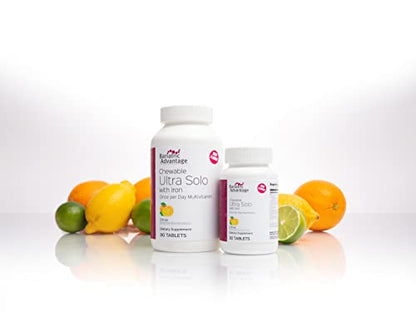 Bariatric Advantage Chewable Ultra Solo with Iron Daily Multivitamin for Gastric Bypass Surgery and Sleeve Gastrectomy Patients, Includes Vitamin B12, C, D, K, Thiamin and Copper - Citrus, 90 Count