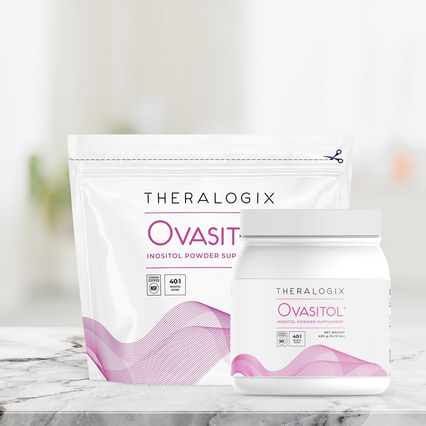 Theralogix Ovasitol Inositol Powder Packets - 180 Servings - Myo-Inositol & D-Chiro Inositol for Hormone Balance & Ovarian Function Support* - NSF Certified