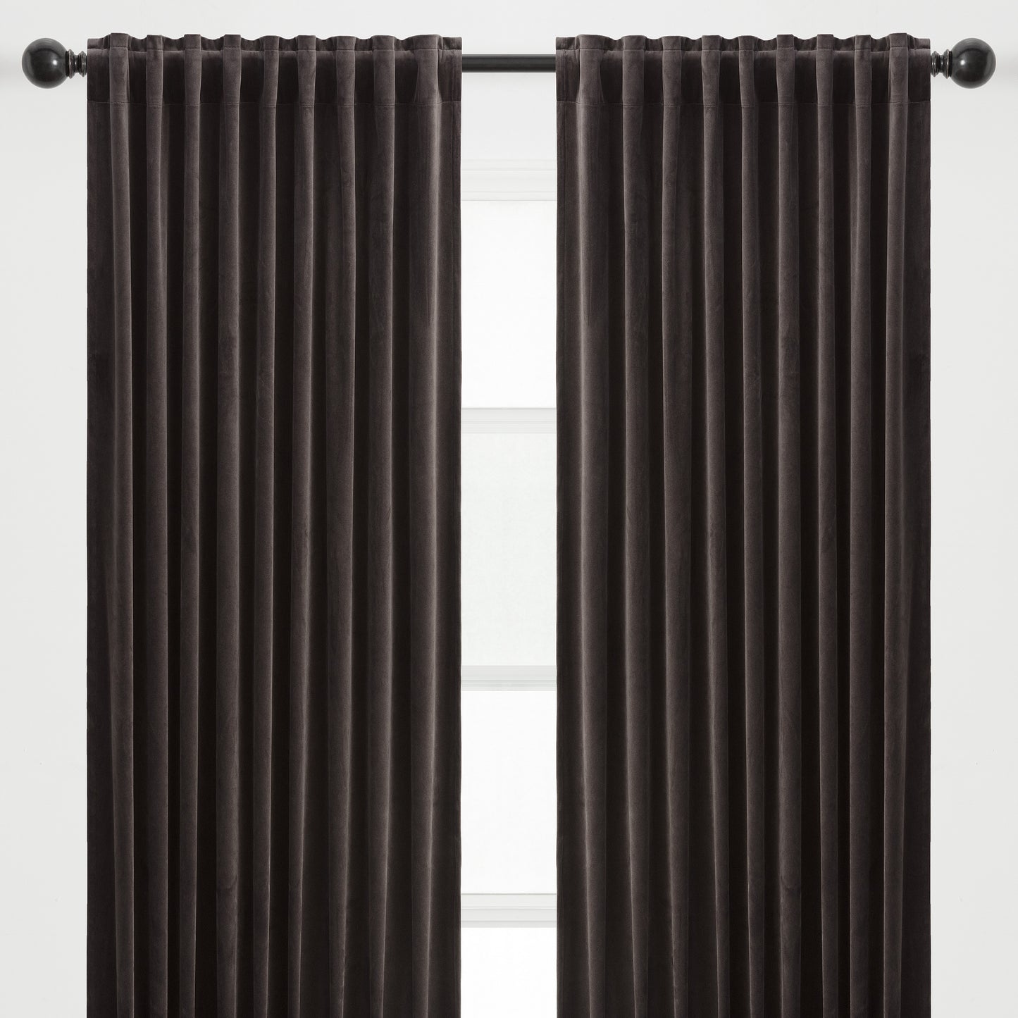 Chanasya 2-Panel Solid Velvet Blackout Curtains - 3-in-1 Back Tab, Rod Pocket, Ring Tab - for Windows Living Room Bedroom - Partial Room Darkening Drapes for Privacy - 52 x 63 Inches - Charcoal