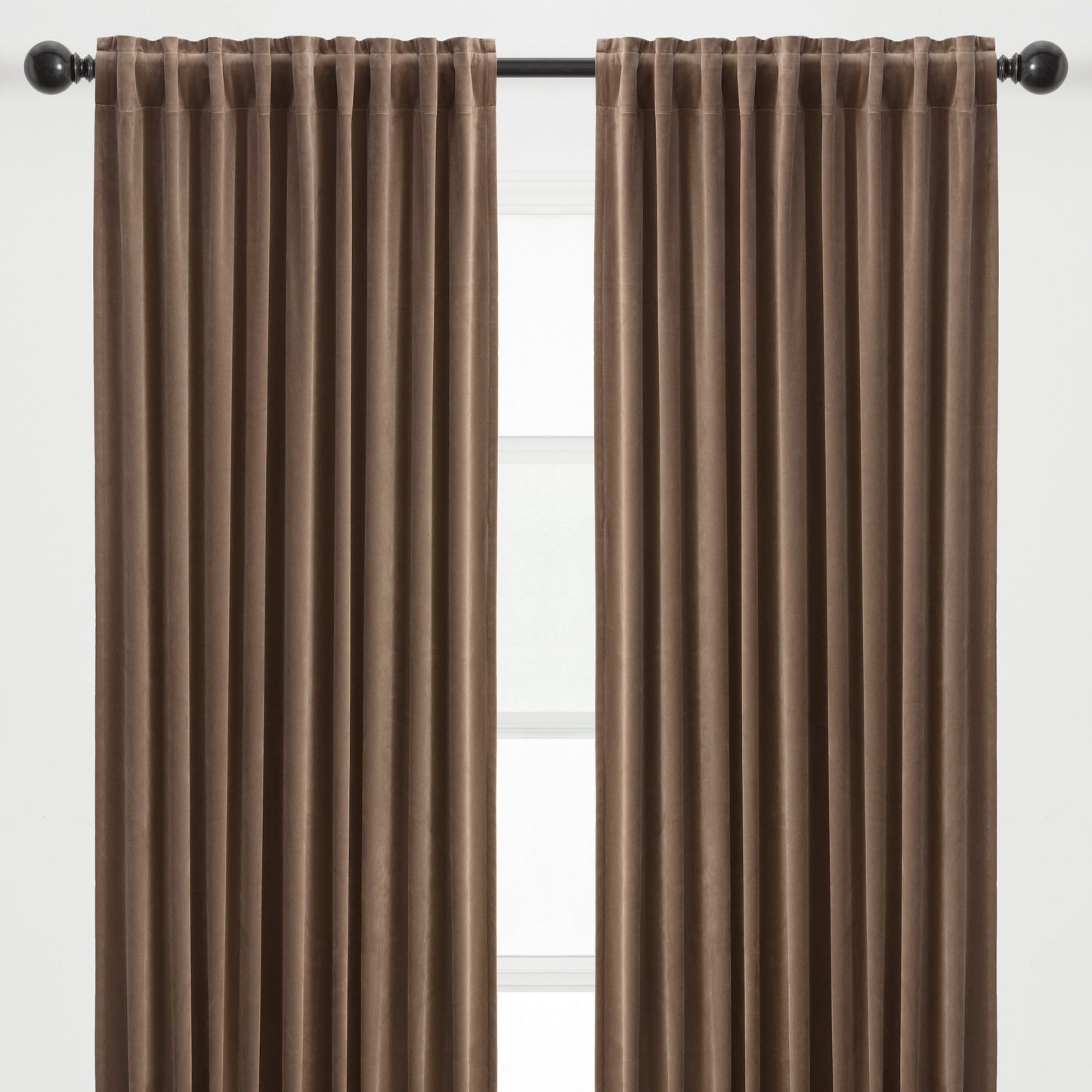 Chanasya 2-Panel Solid Classy Velvet Blackout Curtains - 3-in-1 Back Tab, Rod Pocket, Ring Tab - for Windows Living Room Bedroom - Partial Room Darkening Drapes for Privacy - 52 x 84 Inches - Taupe