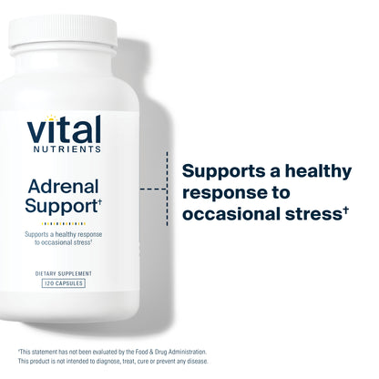 Vital Nutrients - Adrenal Support - Suitable for Men and Women - Supports Adrenal Gland Function, Supports Mild Stress and Anxiety, and Supports a Healthy Immune System - 120 Capsules
