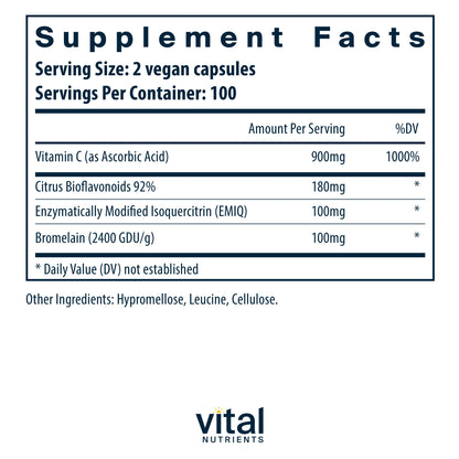 Vital Nutrients - Aller-C (Isoquercitrin, C, and Bioflavonoids) - Respiratory and Sinus Support - 200 Vegetarian Capsules