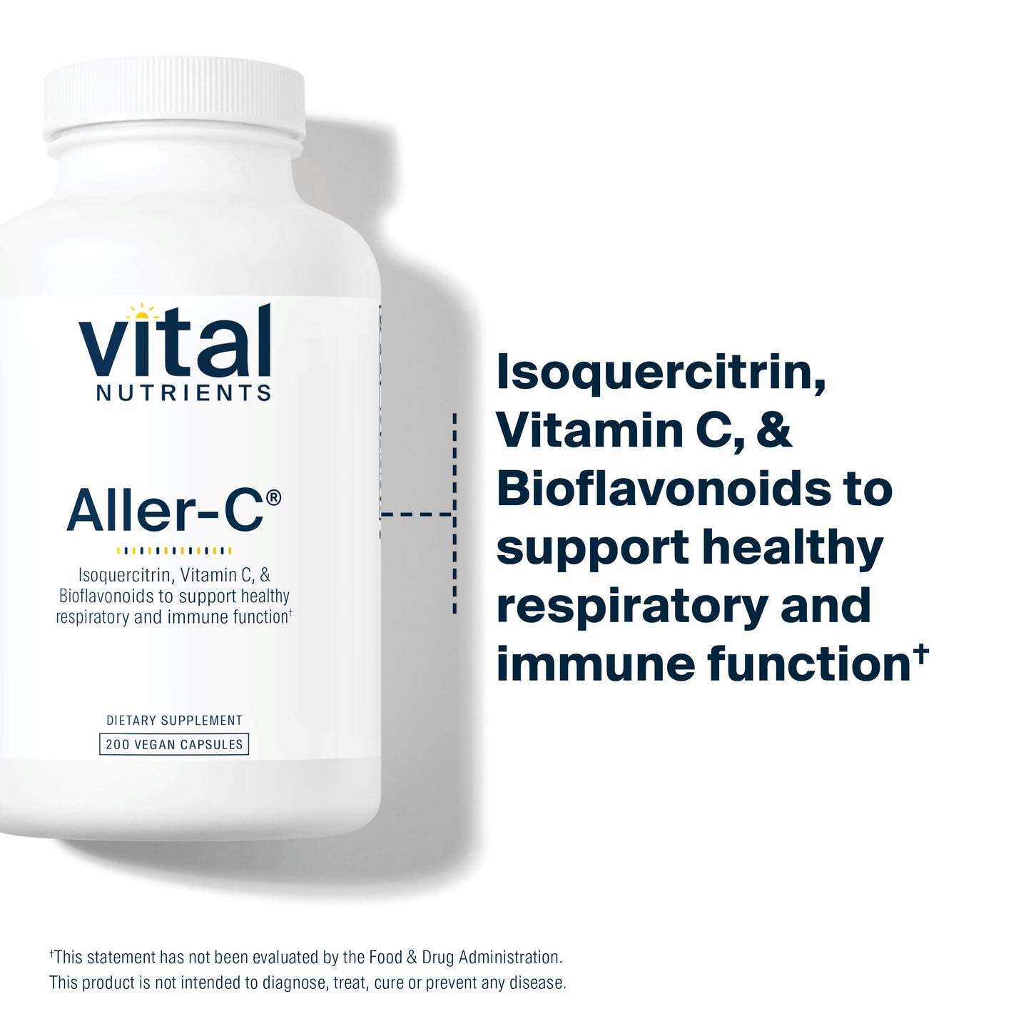 Vital Nutrients - Aller-C (Isoquercitrin, C, and Bioflavonoids) - Respiratory and Sinus Support - 200 Vegetarian Capsules