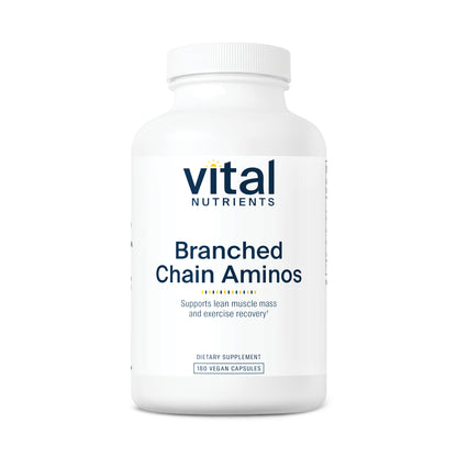 Vital Nutrients - Branched Chain Aminos - Blend of L-Leucine, L-Isoleucine, L-Valine, and L-Lysine HCl Amino Acids - 180 Vegetarian Capsules per Bottle
